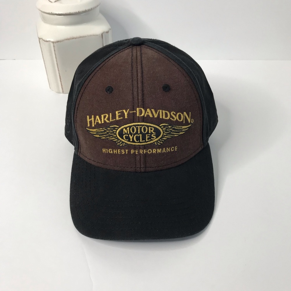 HARLEY-DAVIDSON Military Overseas Tour Baseball Cap Black Brown Eagle Wings